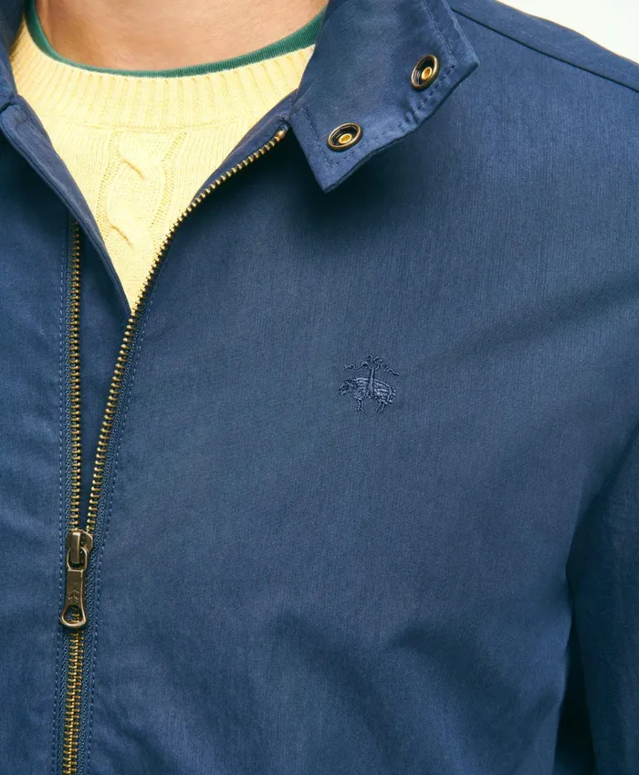 Men Cotton Blend Harrington Jacket Navy Brooks Brothers Coats and Jackets
