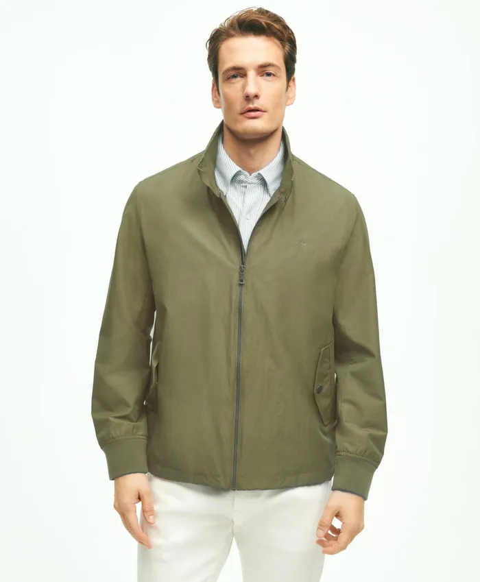 Men Cotton Blend Harrington Jacket Olive Brooks Brothers Coats and Jackets