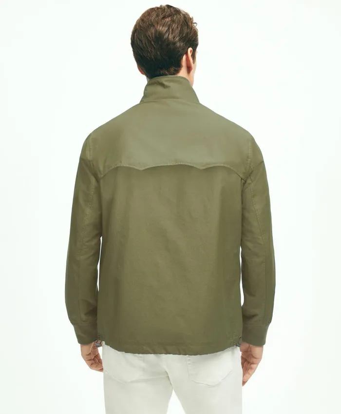 Men Cotton Blend Harrington Jacket Olive Brooks Brothers Coats and Jackets