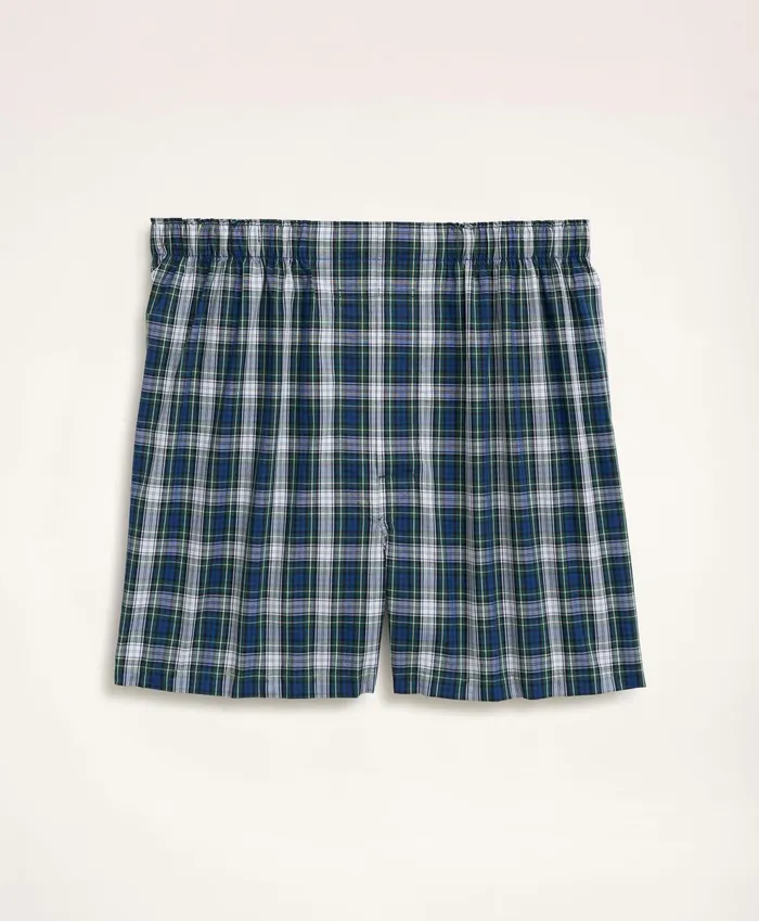 Men Cotton Broadcloth Tartan Boxers Blue Multi Brooks Brothers Underwear