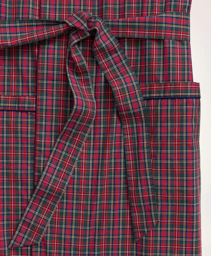 Men Cotton Broadcloth Tartan Robe Redmulti Brooks Brothers Pajamas and Robes