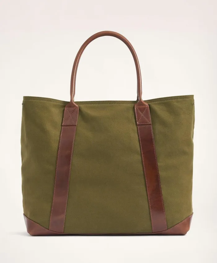 Men Cotton Canvas Tote Bag Green Brooks Brothers Bags and Leather Goods