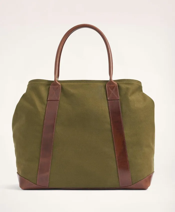 Men Cotton Canvas Tote Bag Green Brooks Brothers Bags and Leather Goods