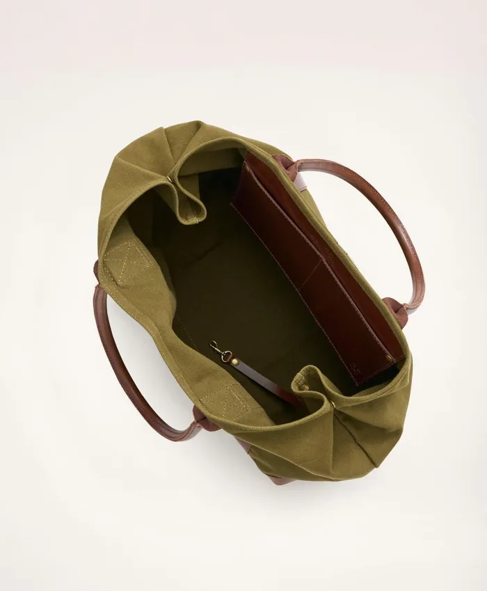 Men Cotton Canvas Tote Bag Green Brooks Brothers Bags and Leather Goods