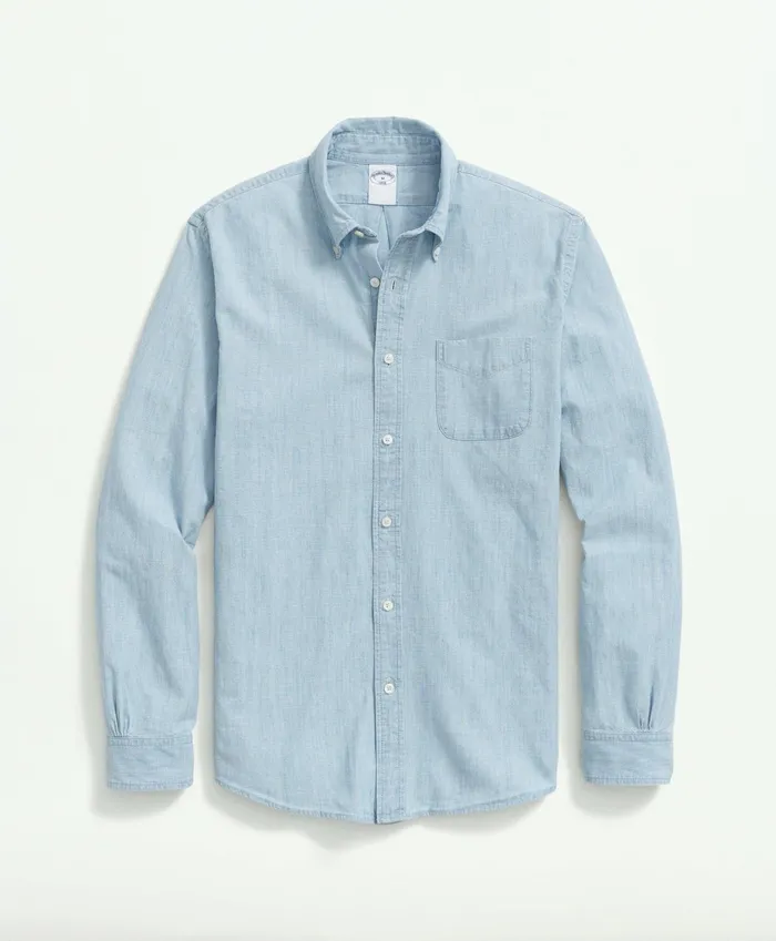 Men Cotton Chambray ButtonDown Collar Sport Shirt Light Blue Brooks Brothers Sport Shirts Men Cotton Chambray ButtonDown Collar Sport Shirt Light Blue Brooks Brothers Sport Shirts