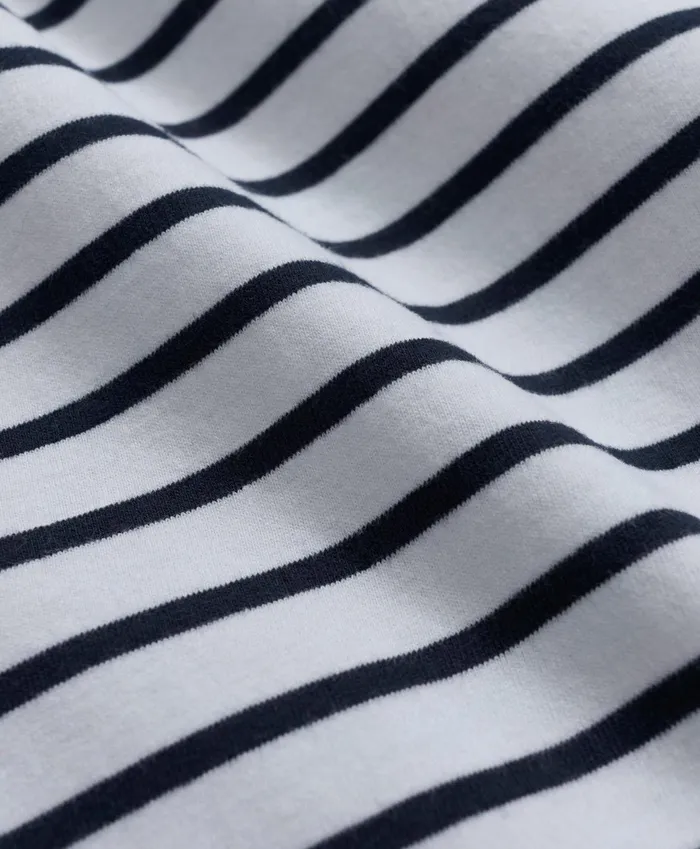 Men Cotton Crewneck Striped LongSleeve TShirt Whitenavy Brooks Brothers TShirts and Sweats