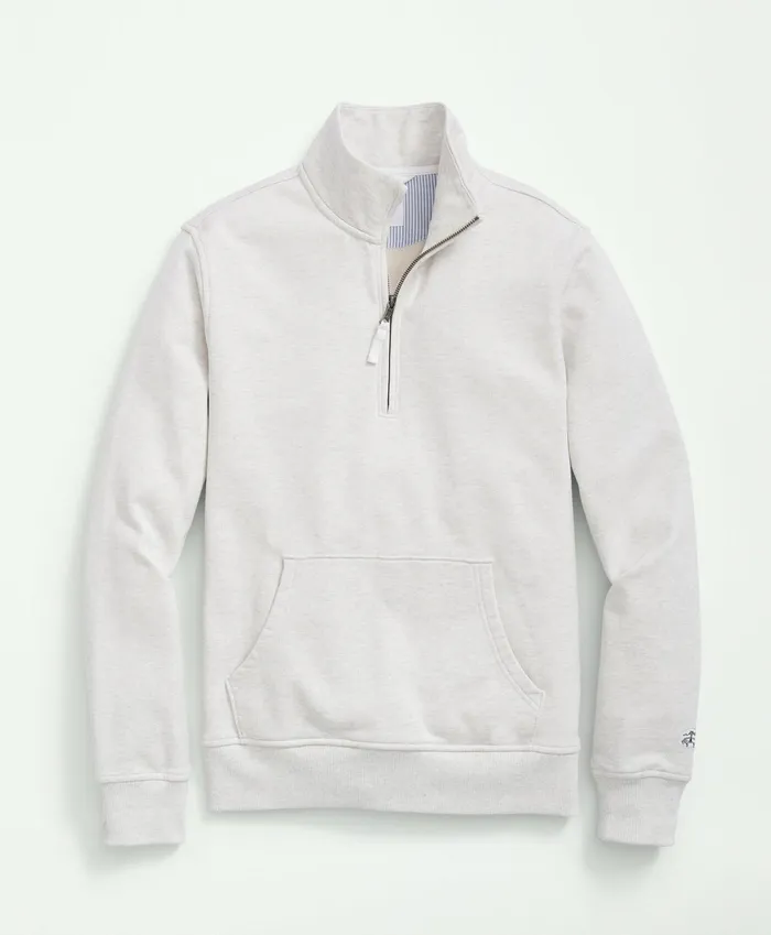 Men Cotton French Terry HalfZip Sweatshirt Light Grey Brooks Brothers TShirts and Sweats Men Cotton French Terry HalfZip Sweatshirt Light Grey Brooks Brothers TShirts and Sweats