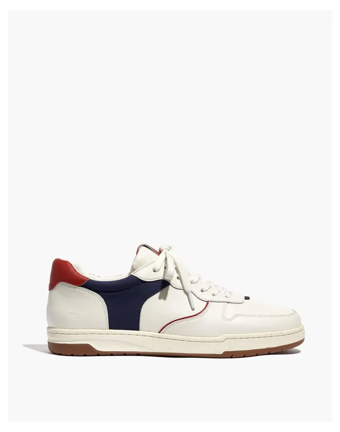 Men Court Sneakers In Leather Blue Jay Multi Madewell Sneakers