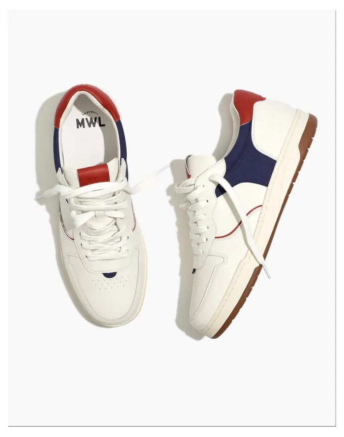 Men Court Sneakers In Leather Blue Jay Multi Madewell Sneakers Men Court Sneakers In Leather Blue Jay Multi Madewell Sneakers