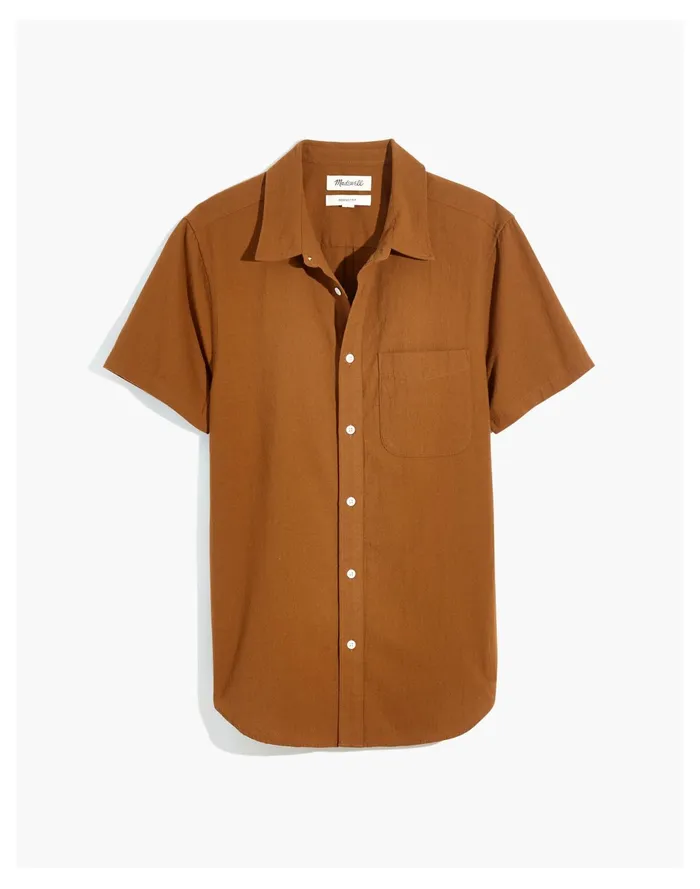 Men Crinkle Cotton Perfect Short Sleeve Shirt Warm Chestnut Madewell Shirts Men Crinkle Cotton Perfect Short Sleeve Shirt Warm Chestnut Madewell Shirts