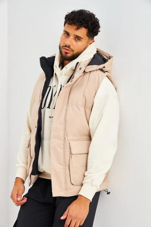 Men Doudoune Beige Sans Manches Beige Brentiny Paris Parkas And Down Jackets