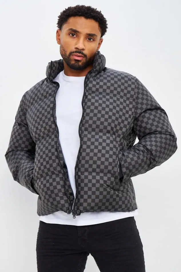 Men Doudoune Matelasse Noire Damier Black Brentiny Paris Parkas And Down Jackets