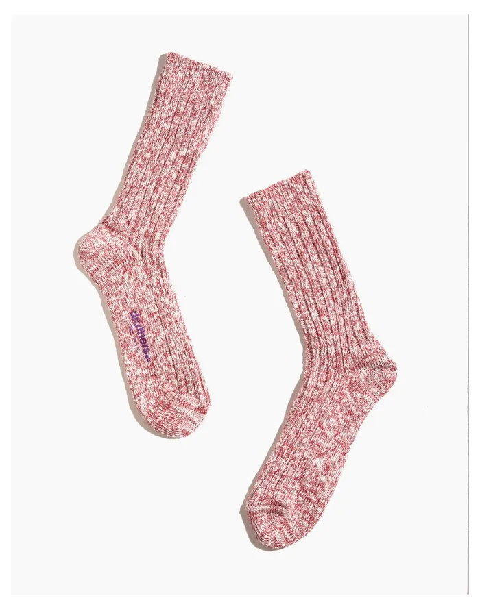 Men Druthers Organic Cotton Slub Crew Socks Red Multi Madewell Socks
