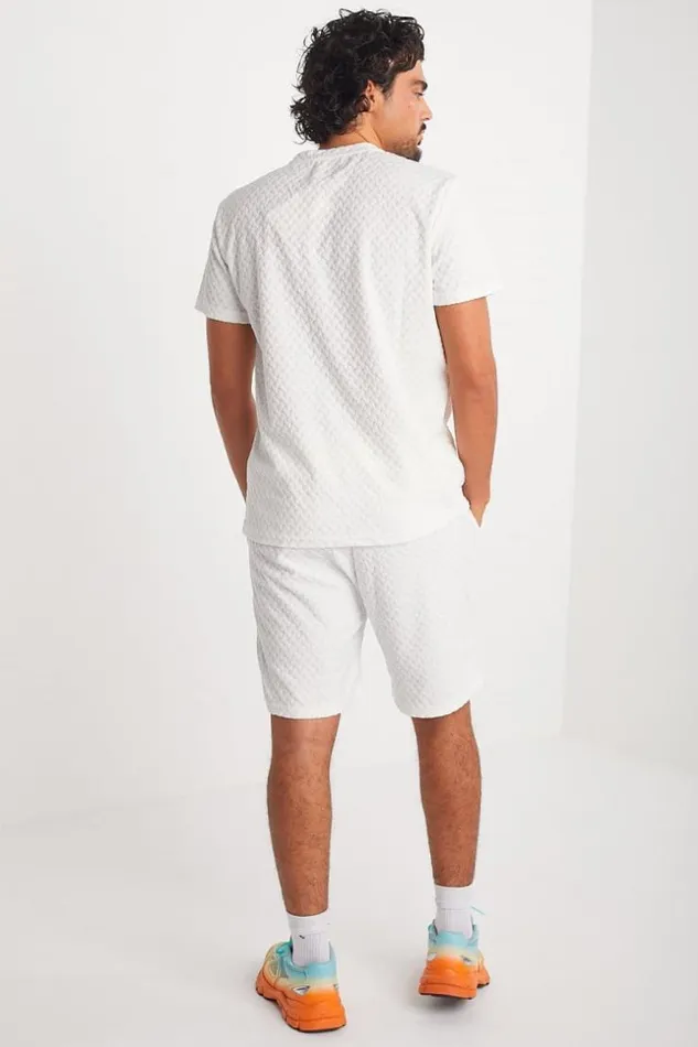 Men Ensemble 2 Pices TShirt Short Blanc Textur White Brentiny Paris Top Bottom Sets Men Ensemble 2 Pices TShirt Short Blanc Textur White Brentiny Paris Top Bottom Sets
