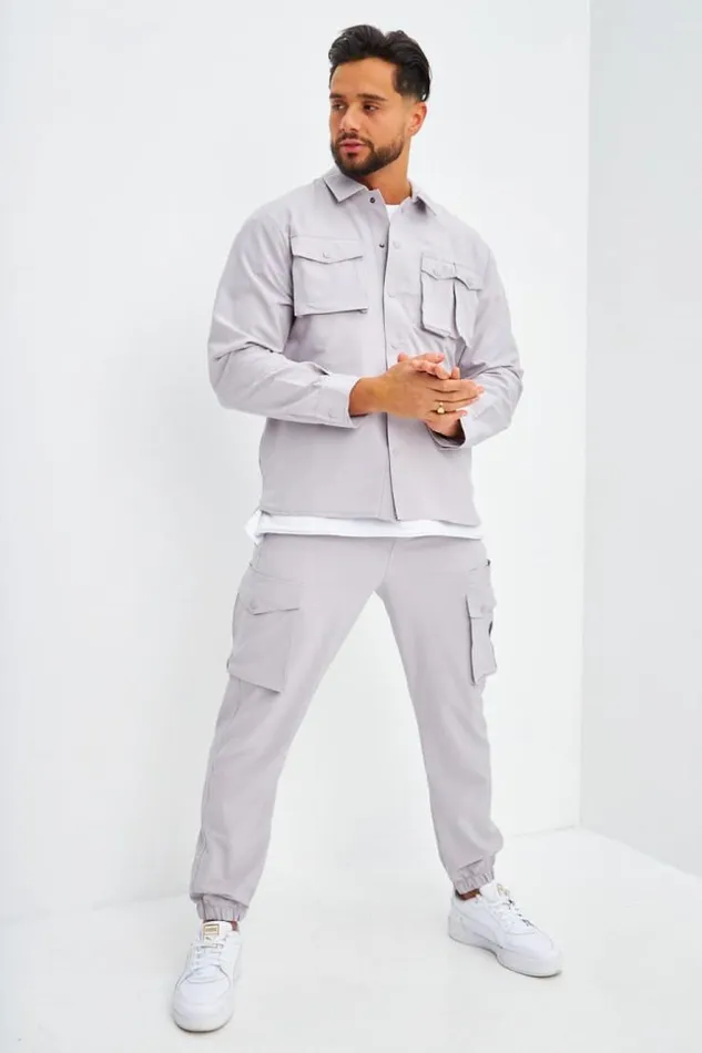 Men Ensemble Surchemise Pantalon Jogger Gris Grey Brentiny Paris Top Bottom Sets Men Ensemble Surchemise Pantalon Jogger Gris Grey Brentiny Paris Top Bottom Sets