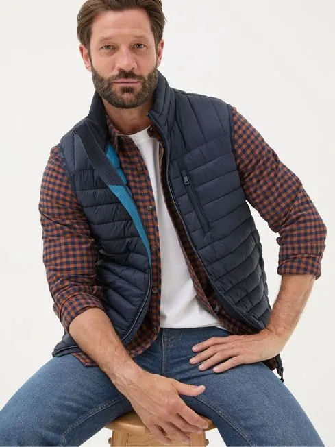 Men Fatface Coats and Jackets Blue Navy Dartmouth Gilet