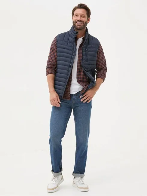 Men Fatface Coats and Jackets Blue Navy Dartmouth Gilet