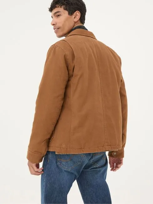 Men Fatface Coats and Jackets Brandon Tan Brown Canvas Jacket