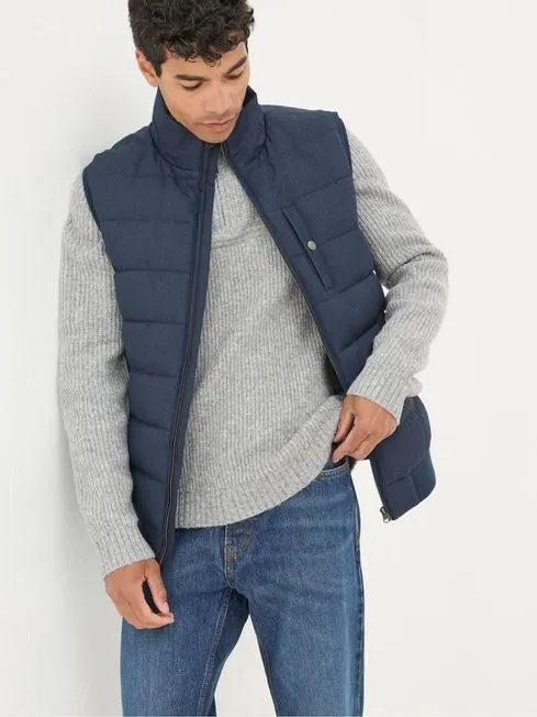 Men Fatface Coats and Jackets Exmouth Navy Blue Quilted Gilet