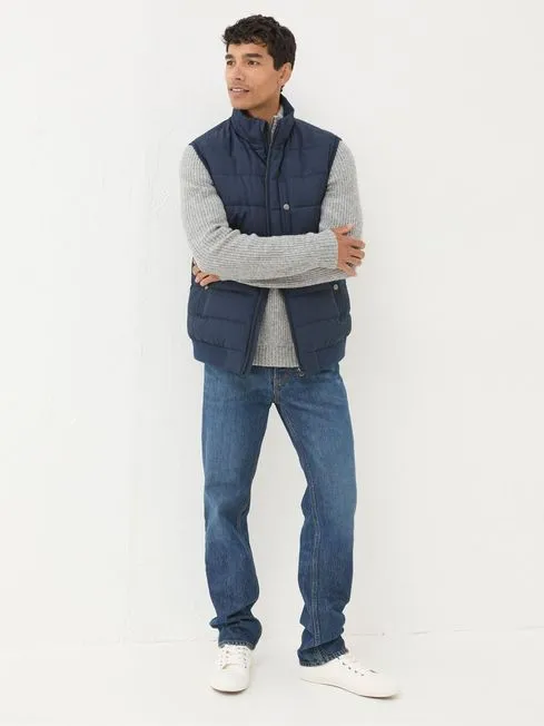 Men Fatface Coats and Jackets Exmouth Navy Blue Quilted Gilet