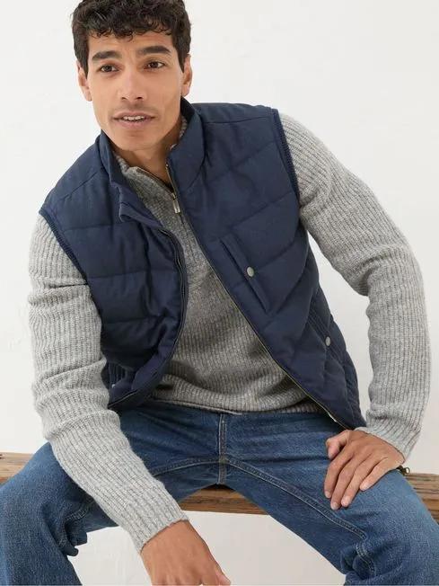 Men Fatface Coats and Jackets Exmouth Navy Blue Quilted Gilet