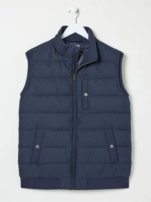 Men Fatface Coats and Jackets Exmouth Navy Blue Quilted Gilet