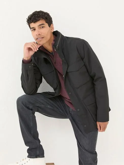 Men Fatface Coats and Jackets Truro Black Waterproof Jacket