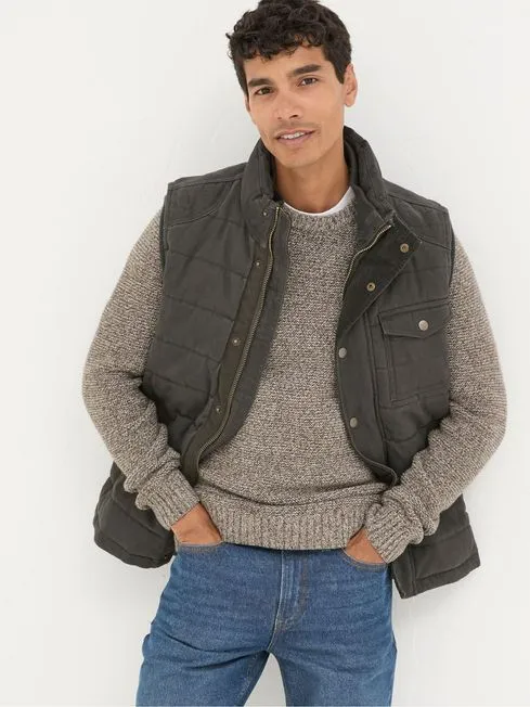 Men Fatface Coats and Jackets Wardley Brown Canvas Gilet