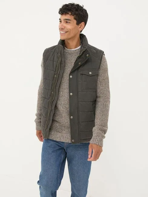 Men Fatface Coats and Jackets Wardley Brown Canvas Gilet