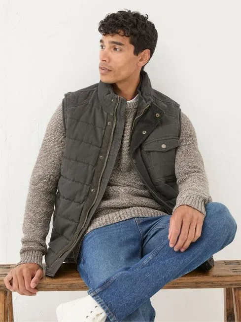 Men Fatface Coats and Jackets Wardley Brown Canvas Gilet