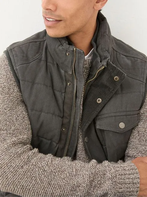 Men Fatface Coats and Jackets Wardley Brown Canvas Gilet