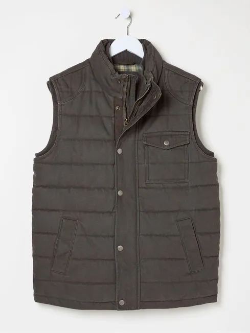Men Fatface Coats and Jackets Wardley Brown Canvas Gilet