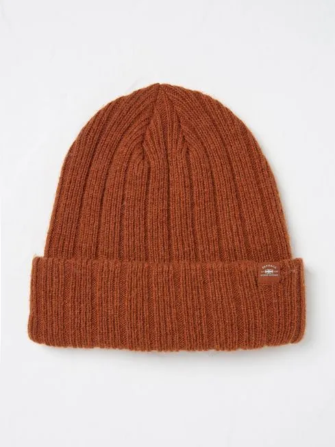 Men Fatface Hats Sebastian Burnt Orange Rib Beanie