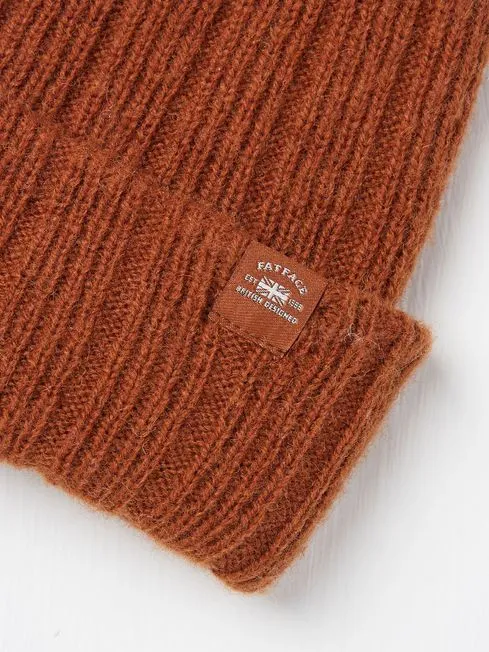 Men Fatface Hats Sebastian Burnt Orange Rib Beanie Men Fatface Hats Sebastian Burnt Orange Rib Beanie
