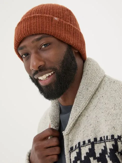 Men Fatface Hats Sebastian Burnt Orange Rib Beanie Men Fatface Hats Sebastian Burnt Orange Rib Beanie