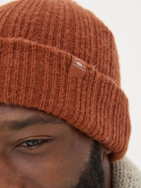 Men Fatface Hats Sebastian Burnt Orange Rib Beanie Men Fatface Hats Sebastian Burnt Orange Rib Beanie