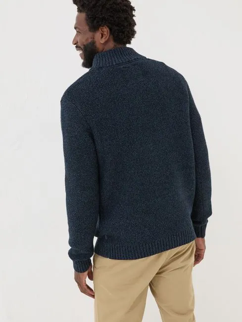 Men Fatface Knitwear Blue Hove Knitted Half Neck Jumper Men Fatface Knitwear Blue Hove Knitted Half Neck Jumper