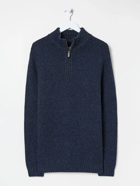 Men Fatface Knitwear Blue Hove Knitted Half Neck Jumper Men Fatface Knitwear Blue Hove Knitted Half Neck Jumper