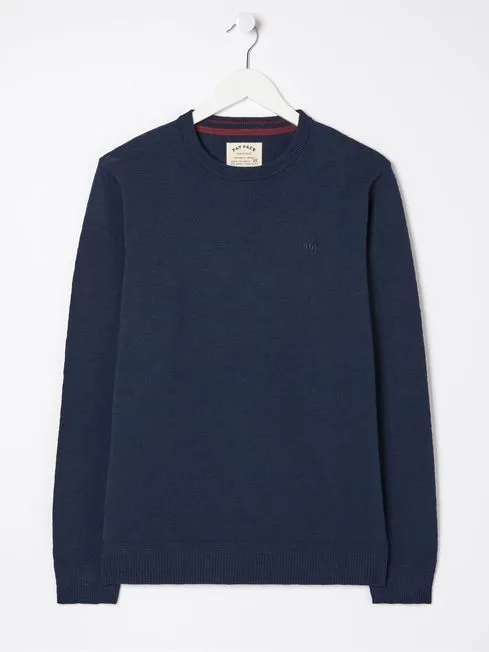 Men Fatface Knitwear Braunton Blue Crew Jumper