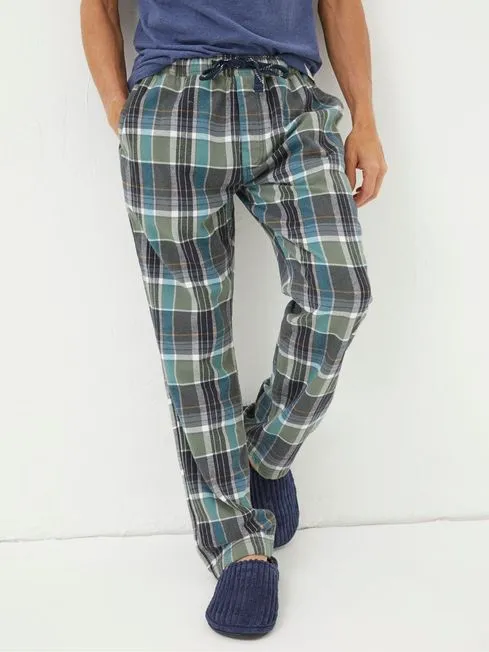 Men Fatface Pajamas and Nightwear Green Southsea Checked Pyjama Bottoms