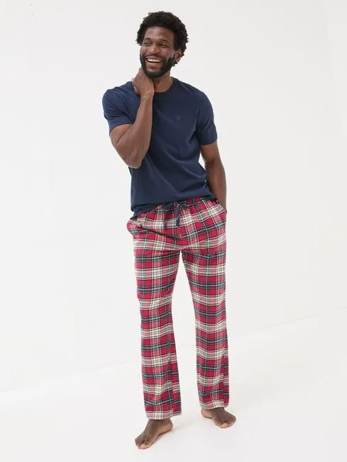Men Fatface Pajamas and Nightwear Navy Check Pyjama Set