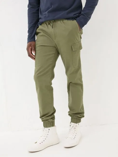 Men Fatface Pants Kent Green Cuffed Cargo Trousers