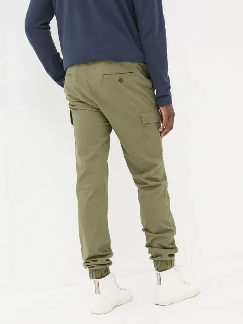 Men Fatface Pants Kent Green Cuffed Cargo Trousers