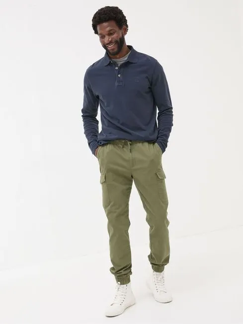 Men Fatface Pants Kent Green Cuffed Cargo Trousers