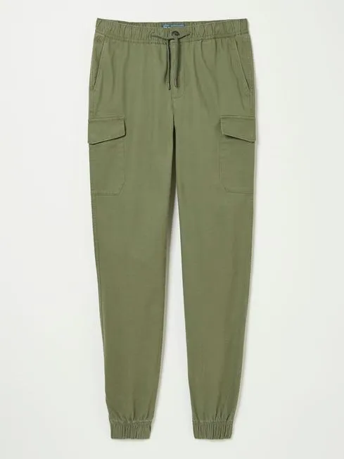 Men Fatface Pants Kent Green Cuffed Cargo Trousers