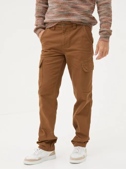 Men Fatface Pants Wardly Brown Tan Canvas Cargo Trousers
