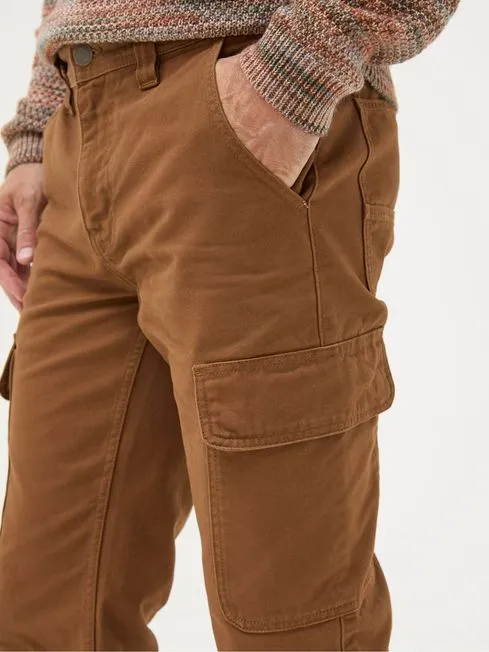 Men Fatface Pants Wardly Brown Tan Canvas Cargo Trousers