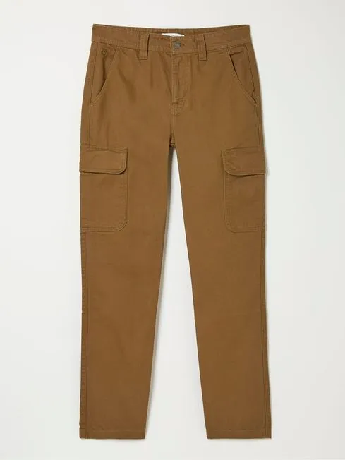 Men Fatface Pants Wardly Brown Tan Canvas Cargo Trousers
