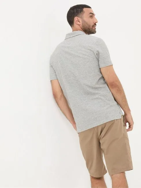 Men Fatface Polo Shirts Grey Southwick Textured Polo Shirt