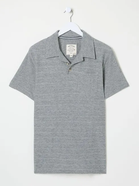 Men Fatface Polo Shirts Grey Southwick Textured Polo Shirt